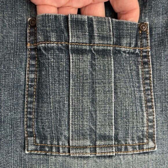 Vintage 90’s women teens Esprit Blue Pencil Skirt Knee-Length button down sz 11 - Picture 4 of 9